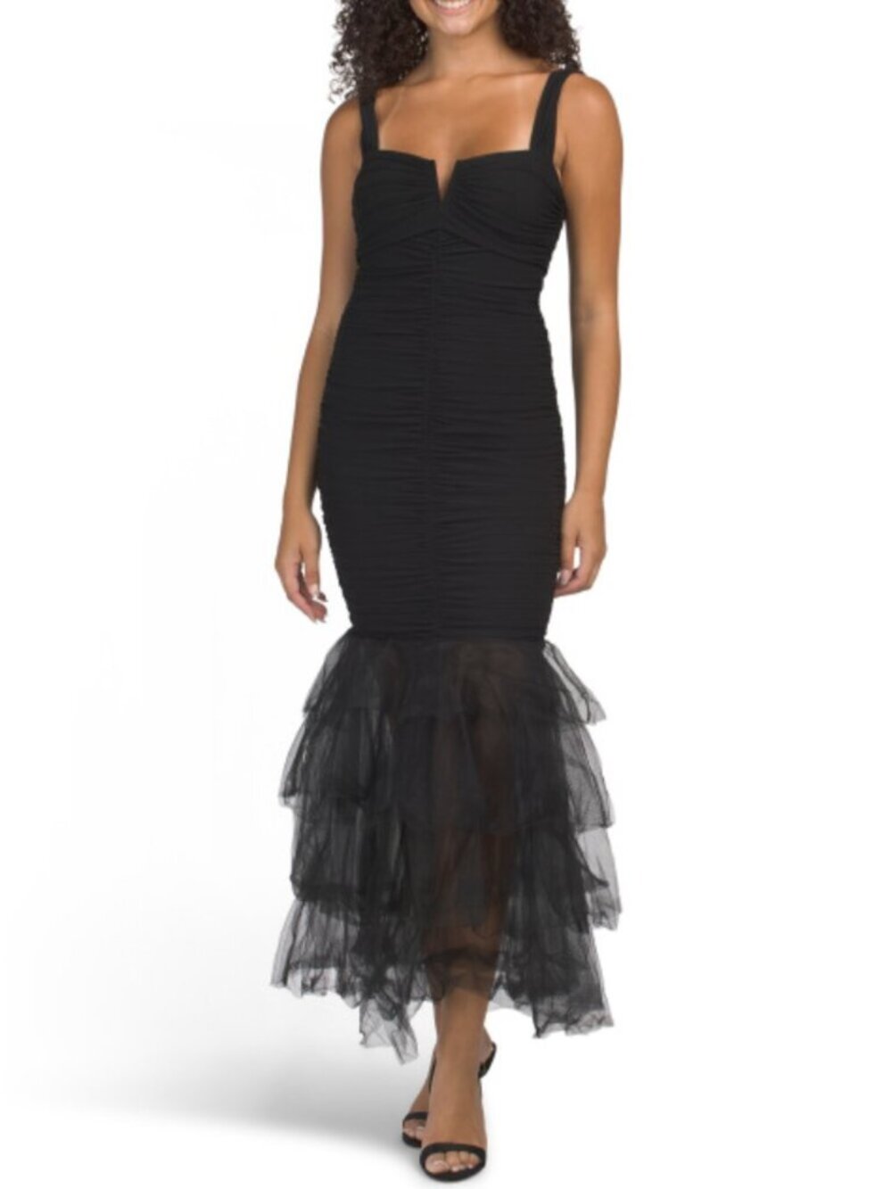 SELFIE LESLIE Nadia Tulle Hem Ruched Maxi Dress